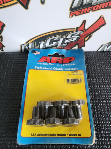 ARP Flexplate Bolt Kit  Chevrolet 90° V6 & 265-454 V8, w/ 2 pc rear seal & Ford 289-400 V8, High Performance, 6 pieces Kit #: 100-2901