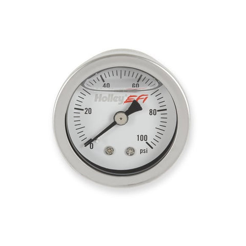 Holley EFI Pressure Gauge 1 1/2 in. Diameter [0-100 PSI, Liquid-Filled] Part # 26-507