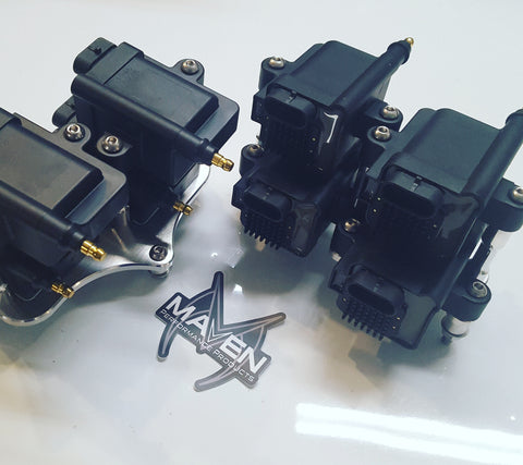 Maven Performance IGN-1A COIL MOUNTS- STACKED (BLACK ANODIZE & POLISHED MOUNTS X 4)