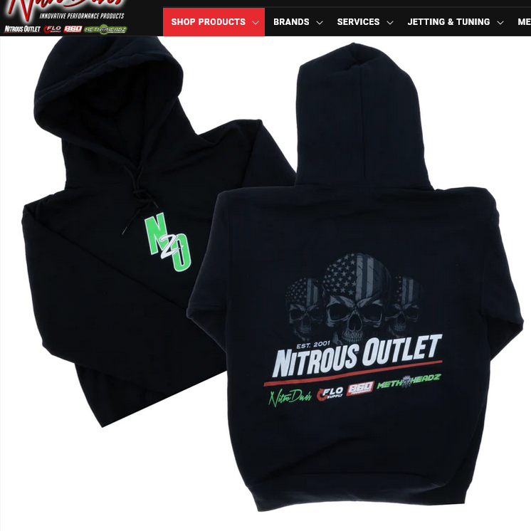 Nitrous Outlet Hoodie Black/American Skull SKU 0090071XXL NJCLSX